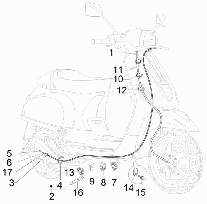 Kabels Vespa S 50 4-takt 2V 25km/u
