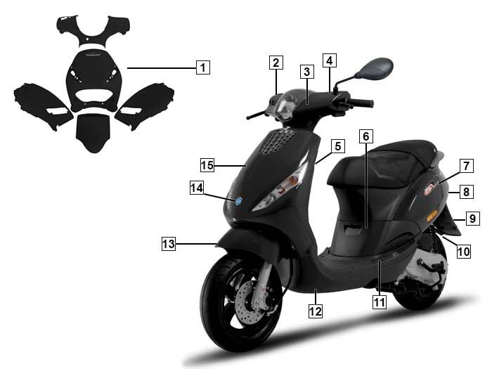 Kappen - Beplating Piaggio Zip 2000 origineel