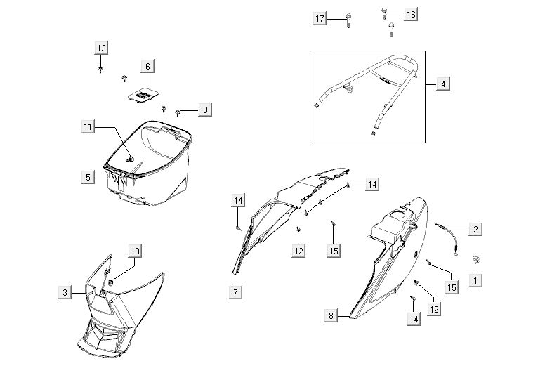 Kappen - Beplating achterzijde Kymco Agility Fat 12' 4-takt blauw