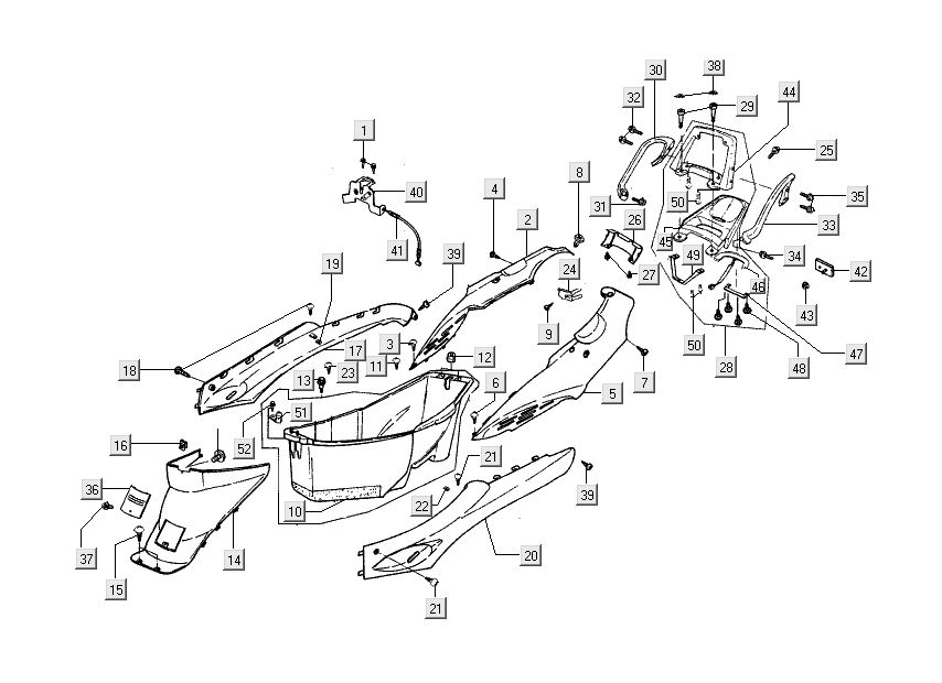 Kappen - Beplating achterzijde Kymco Dink 50 2-takt LC zilver