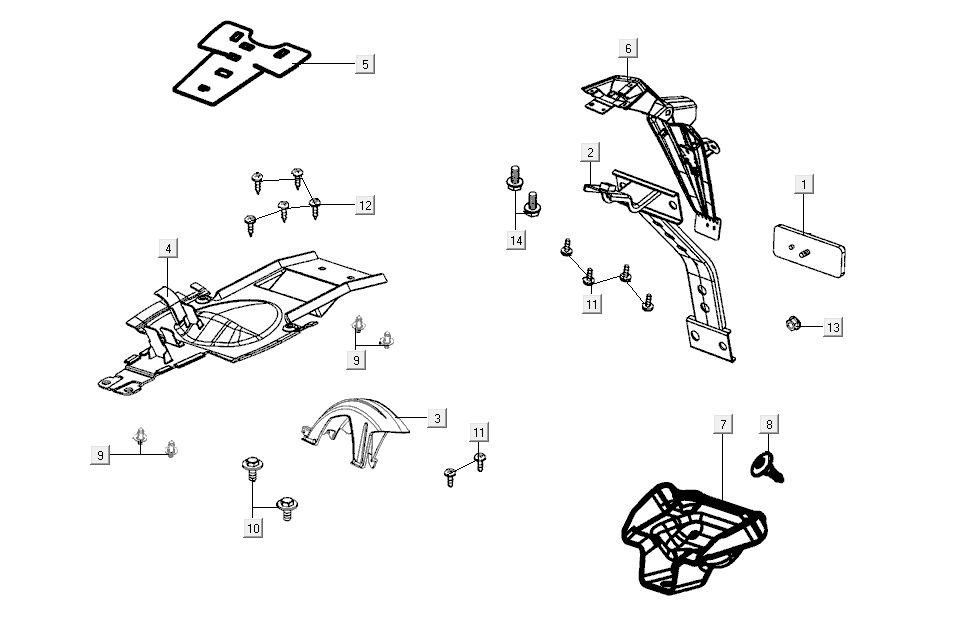 Kappen - Beplating achterzijde Kymco K-Pipe 4-takt Wit