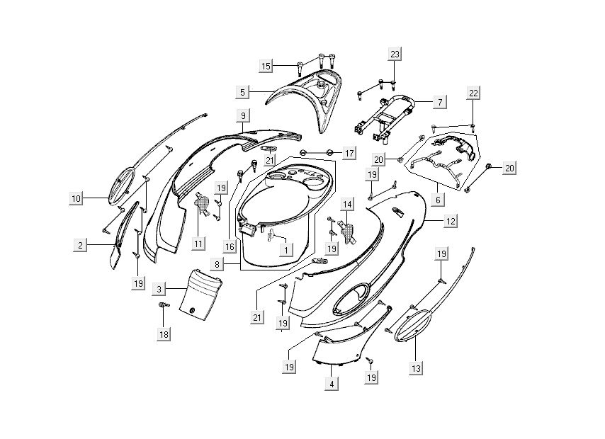 Kappen - Beplating achterzijde Kymco People 50 2-takt blauw