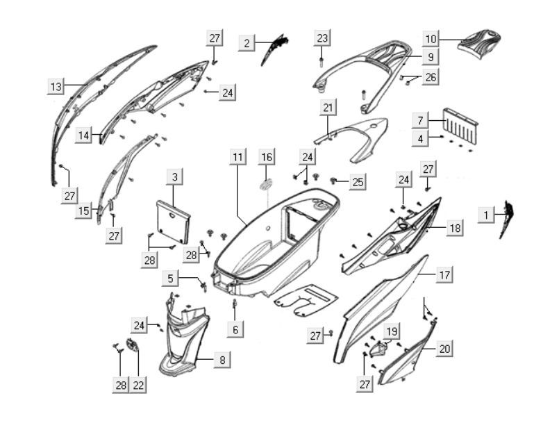 Kappen - Beplating achterzijde Kymco People One 125i