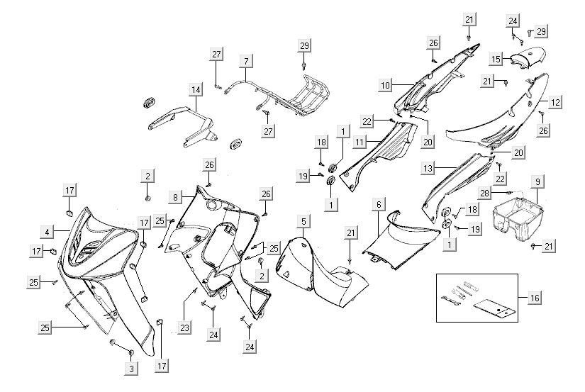 Kappen - Beplating Kymco Activ 50 4-takt blauw-zwart