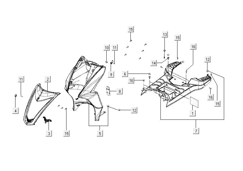 Kappen - Beplating Kymco Agility RS 4-takt zwart 09