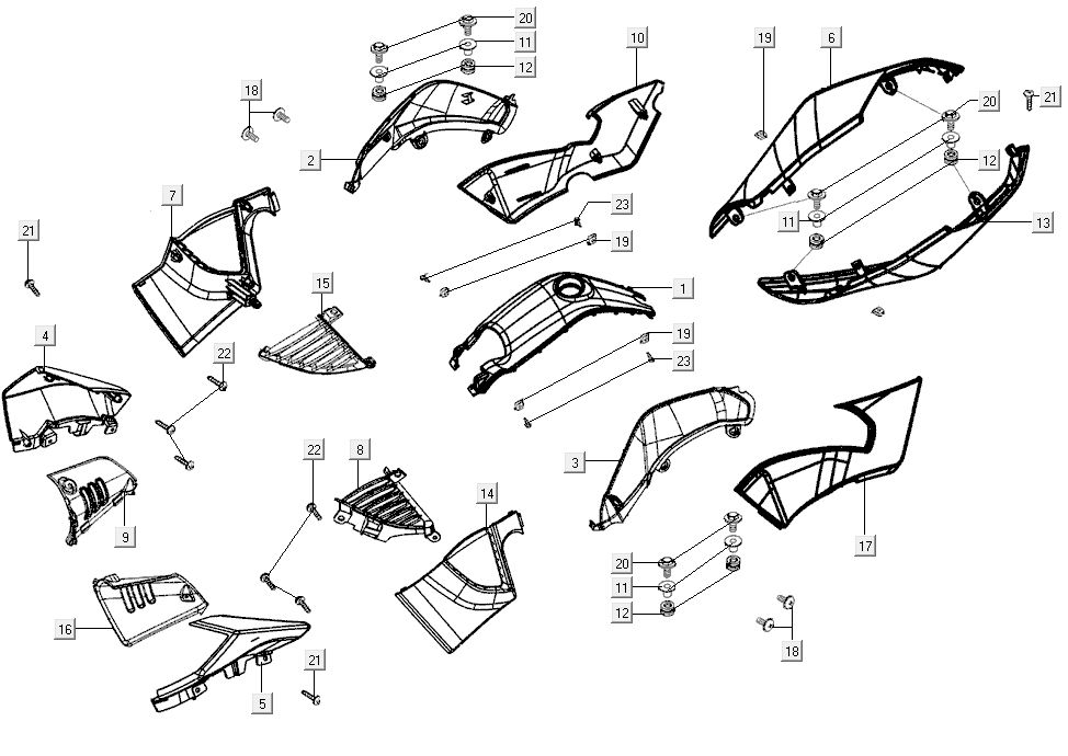 Kappen - Beplating Kymco K-Pipe 4-takt Wit