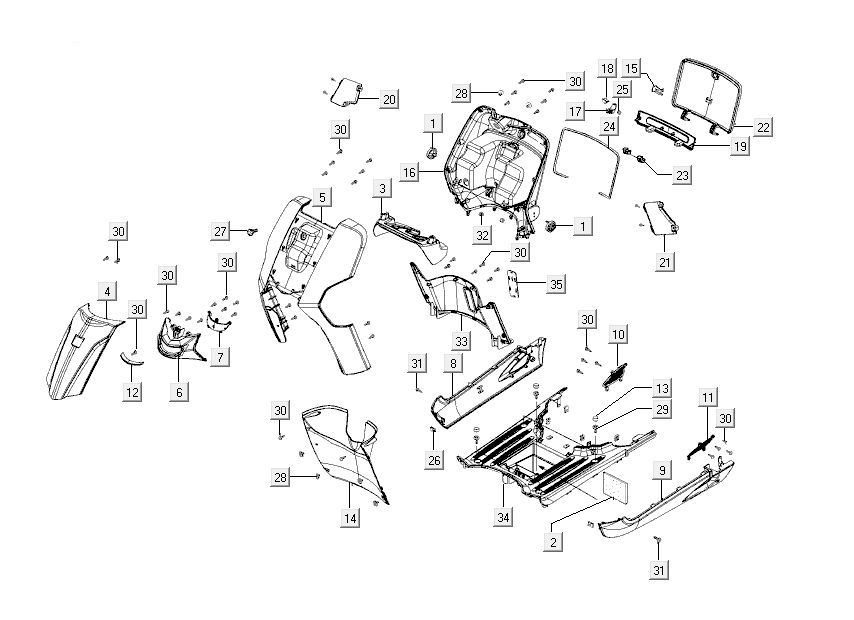 Kappen - Beplating Kymco Like 4-takt donkergrijs