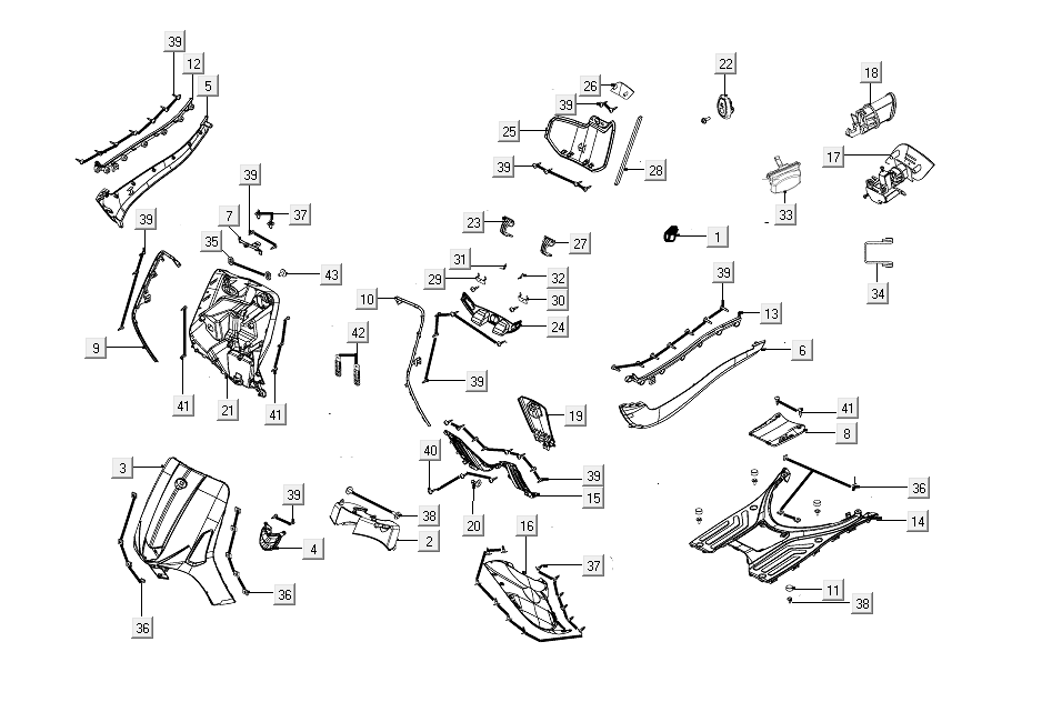 Kappen - Beplating Kymco Like 50 Euro 4 2018→ deep ocean blue