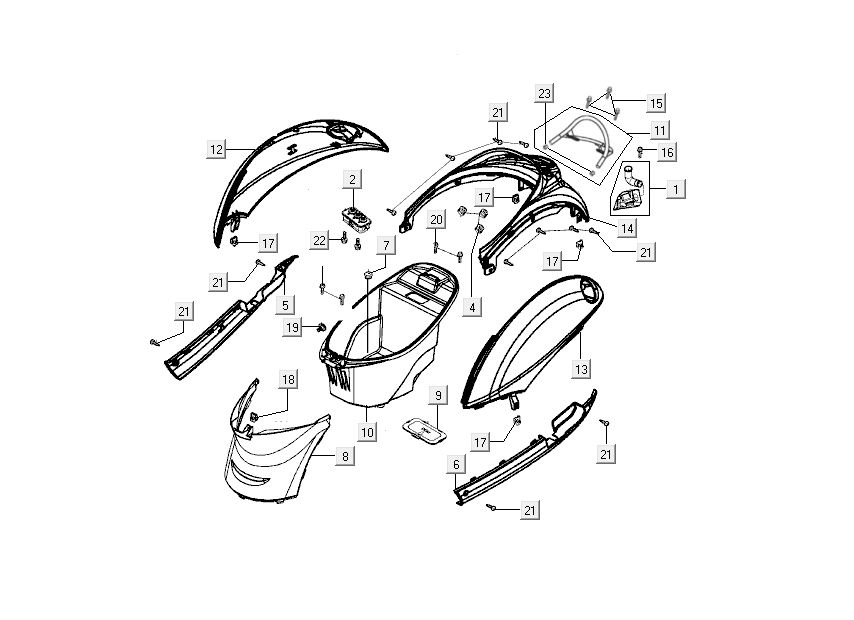 Kappen - Beplating Kymco Sento 50 4-takt Zwart Glans
