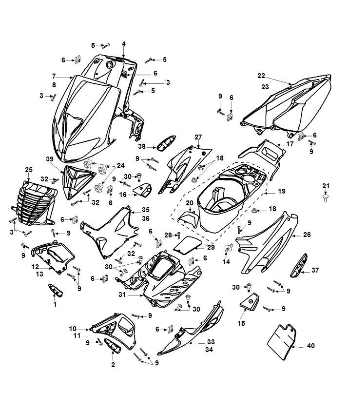 Kappen - Beplating Peugeot Speedfight 2 50 2-takt AC Euro2