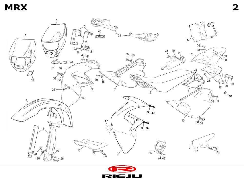 Kappen - Beplating Rieju MRX castrol 2001 2-takt