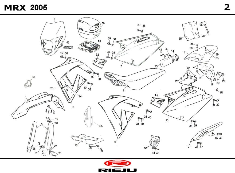 Kappen - Beplating Rieju MRX P-up zwart 2008 2-takt