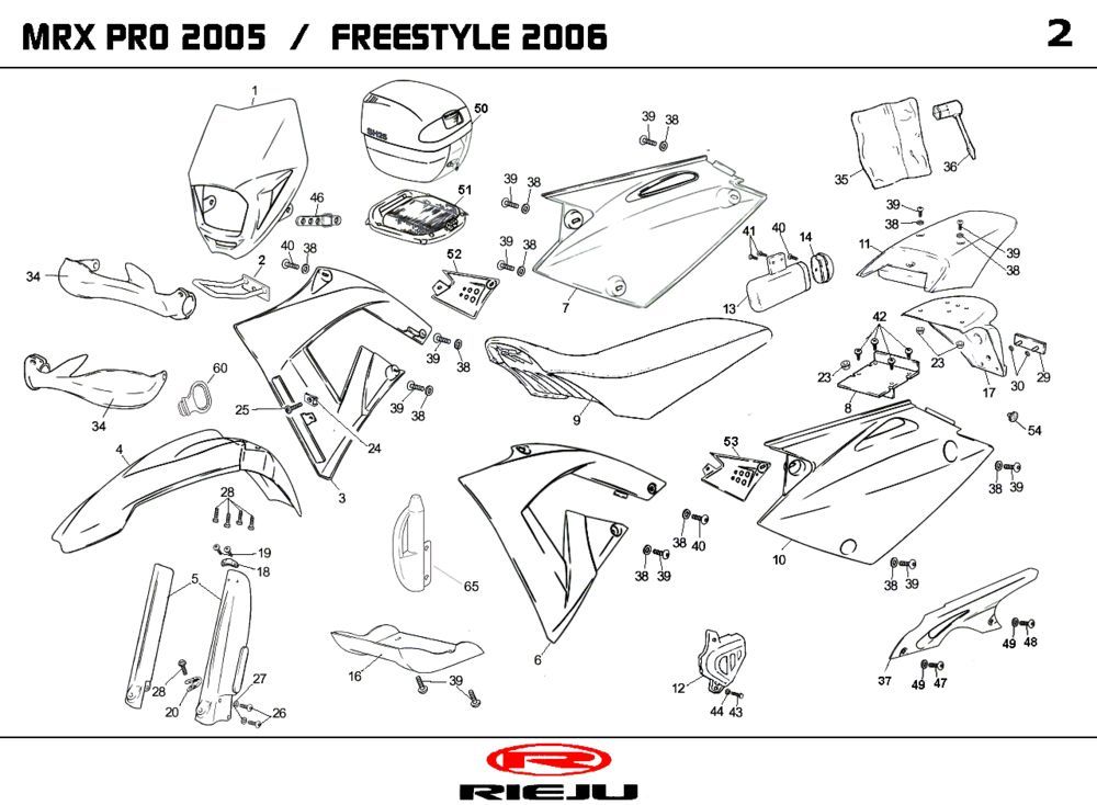 Kappen - Beplating Rieju MRX pro oranje 2006 2-takt