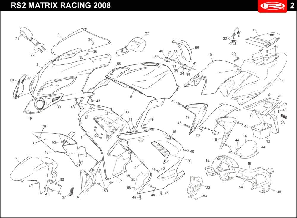 Kappen - Beplating Rieju Rs2 blauw 2006 2-takt