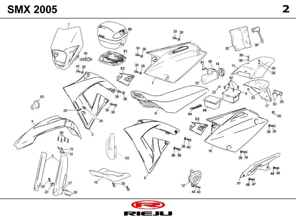 Kappen - Beplating Rieju SMX p-up zwart 2008 2-takt