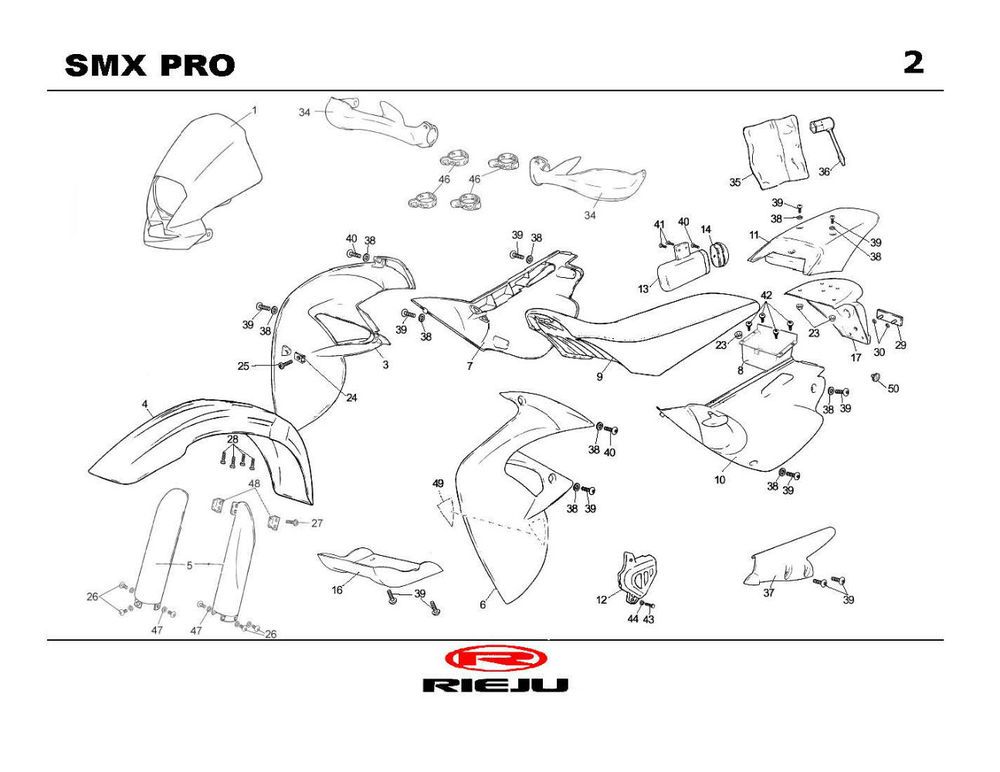 Kappen - Beplating Rieju SMX pro zwart 2004 2-takt