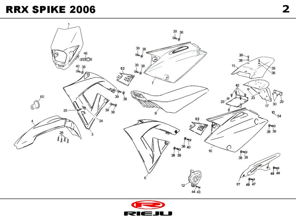 Kappen - Beplating Rieju Spike-x zwart 2006 2-takt