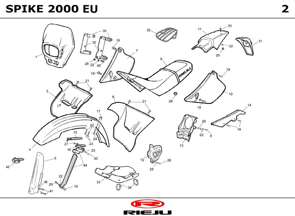 Kappen - Beplating Rieju Spike grijs 2001 2-takt