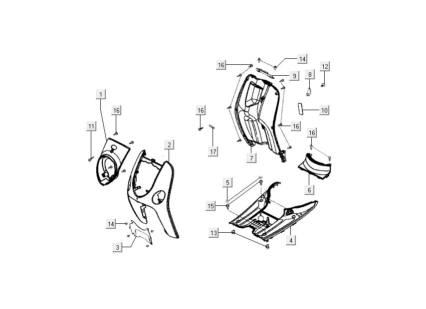 Kappen - Beplating voorzijde en midden Kymco Sento 50 4-takt Zwart