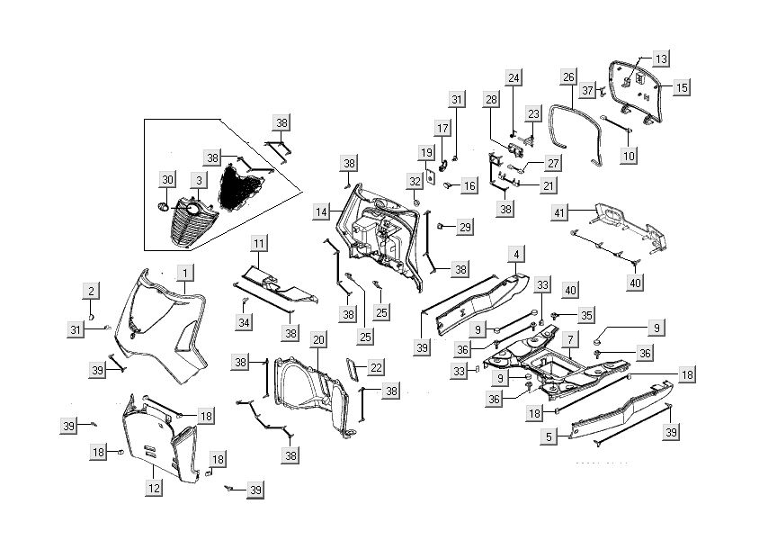 Kappen - Beplating voorzijde Kymco People S 50 4-takt Electric blauw
