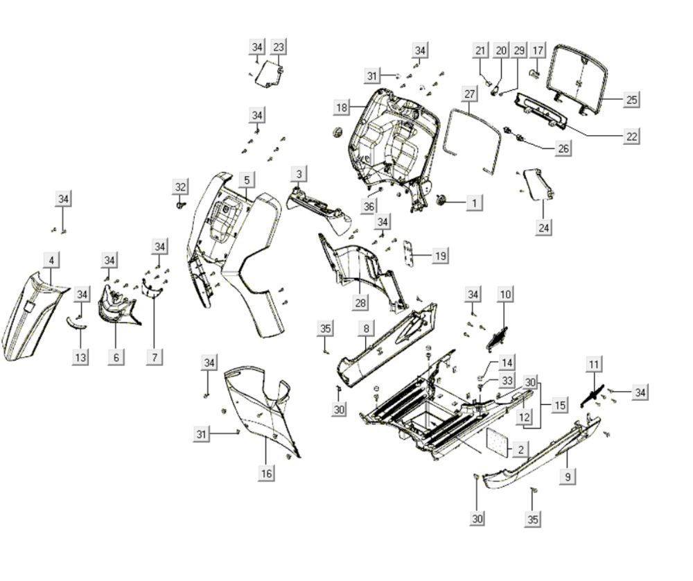 Kappen - Beplating voorzijde Kymco Like 200i Wit