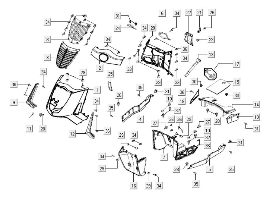 Kappen - Beplating voorzijde Kymco People S 300i