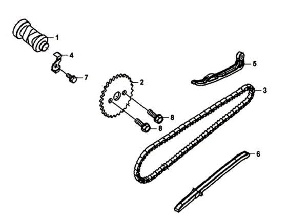Ketting / kettingspanner / kettinggeleider Peugeot Sym Orbit III 125I E4