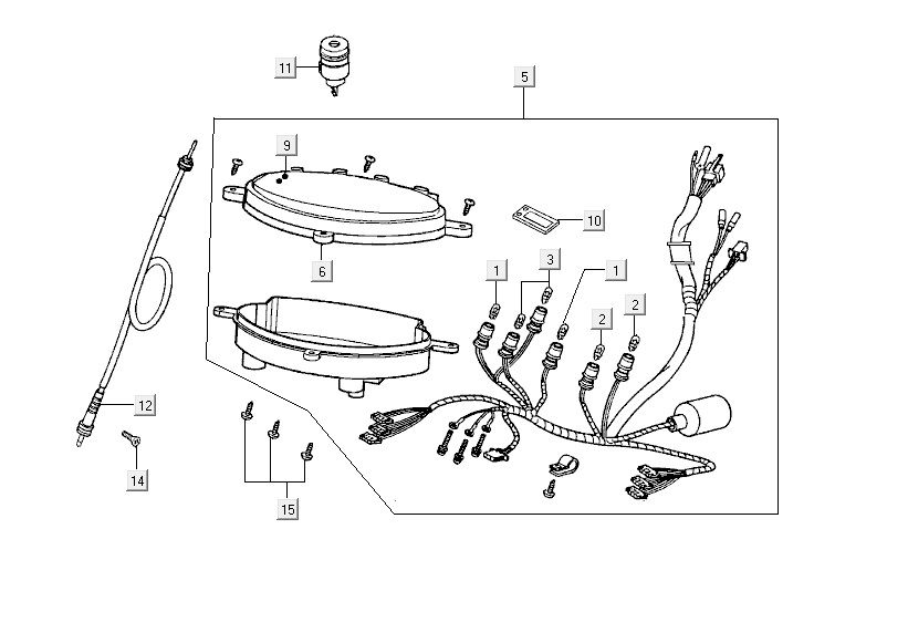Kilometerteller - Cockpit - Kilometertellerkabel Kymco Vitality 50 4-takt AC diamond-zwart