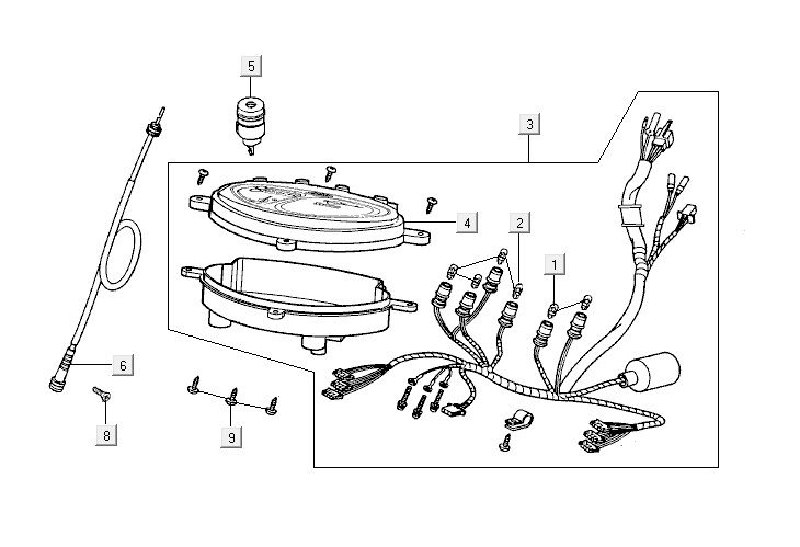 Kilometerteller - Cockpit - Kilometertellerkabel Kymco Yup 50 2-takt AC zilver