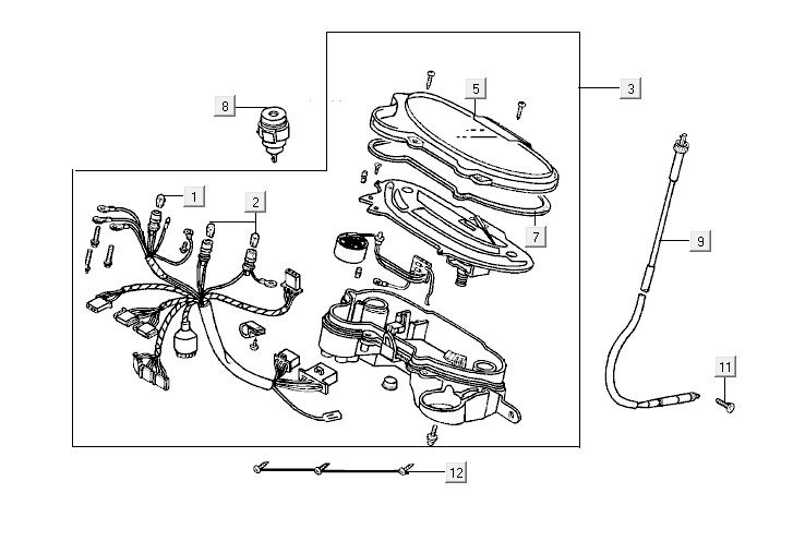 Kilometerteller - Cockpit - Kilometertellerkabel Kymco Yup 50 2-takt AC blauw-zilver