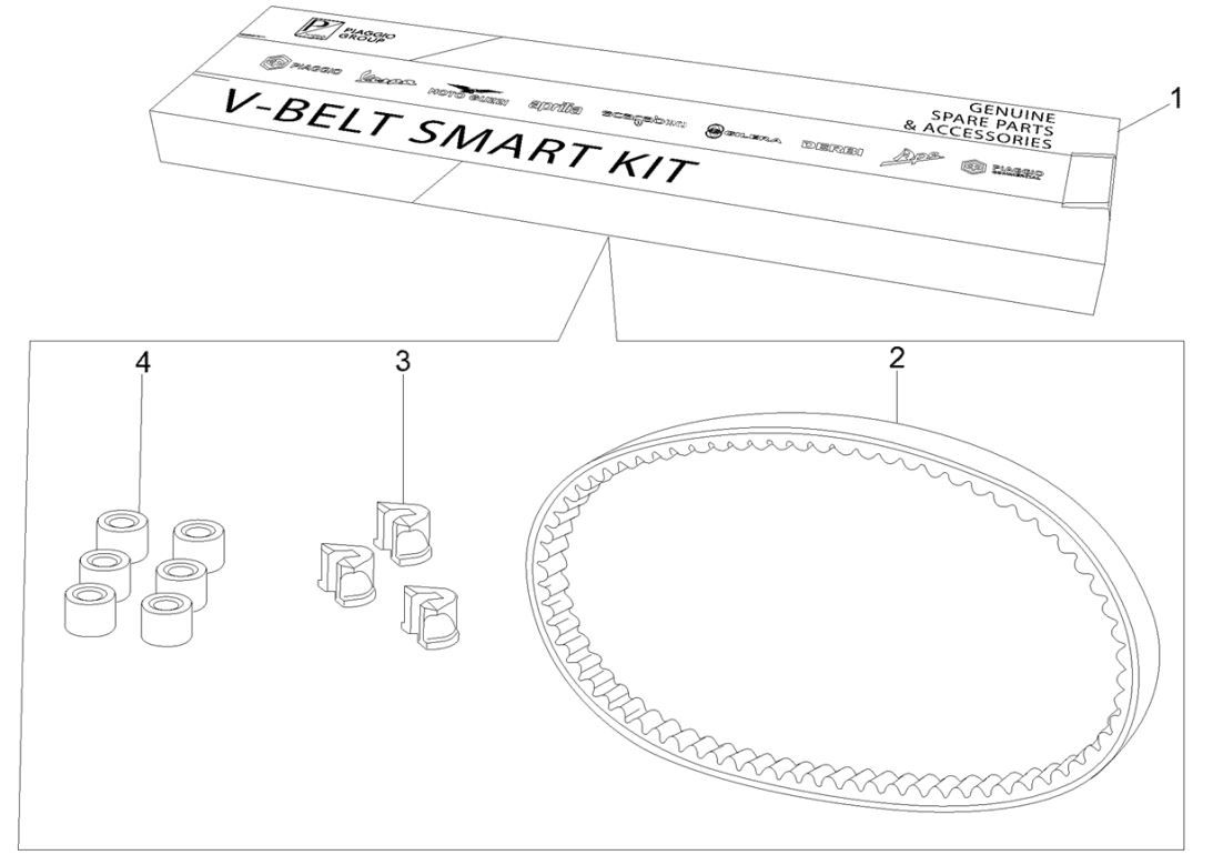 Kit v-snaar - Variateurrollen Vespa Sprint 125 3V IE ABS