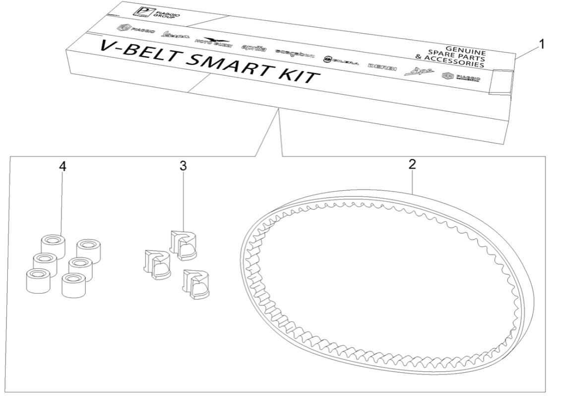 Kit v-snaar - Variateurrollen Piaggio MP3 300 ie LT Business - Sport (met en zonder ABS) 2016-2018