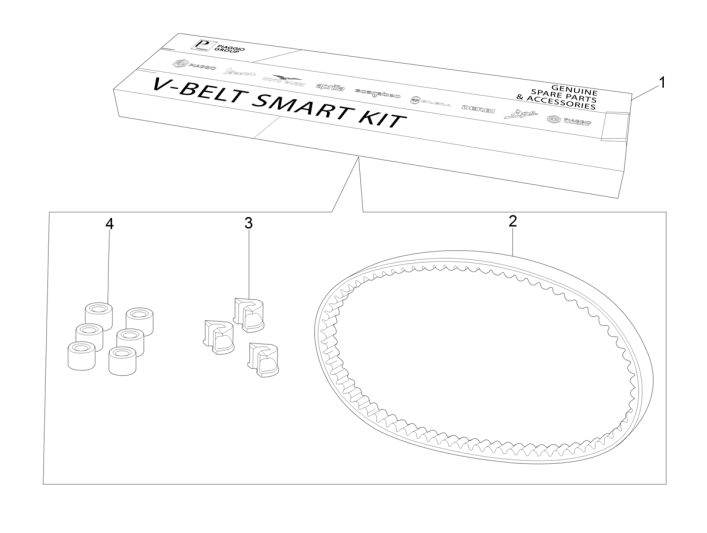 Kit v-snaar - Variateurrollen Aprilia SR 50 LC (injectie en carburateur) 2004-2009