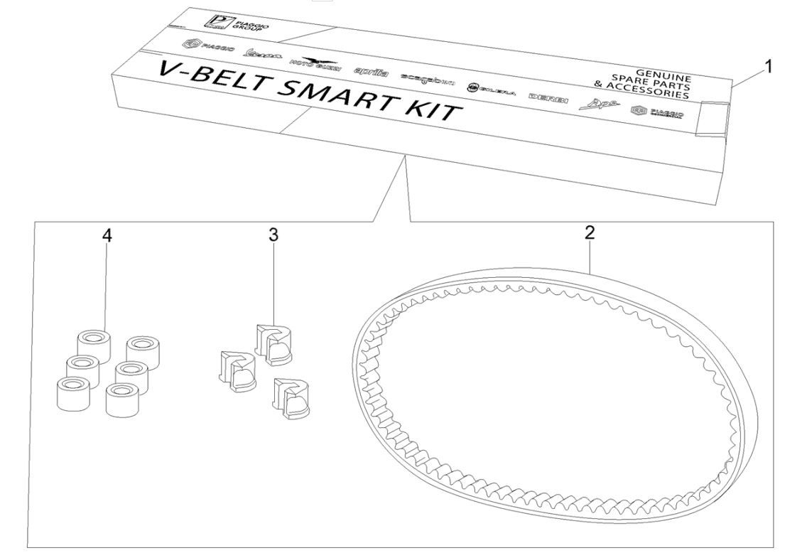 Kit V-snaar en variateurrollen Vespa GTV 250 ie 4V