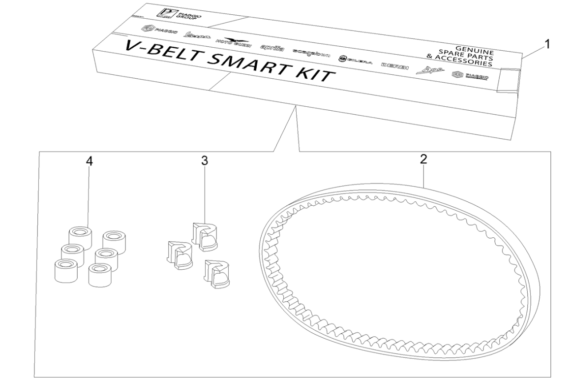 Kit v-snaar - Variateurrollen Piaggio Beverly 125 RST 4V Euro 3 2010-2015