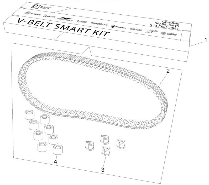 Kit v-snaar - Variateurrollen Piaggio MP3 350 Maxi Sport ABS Euro 4 2018-2020
