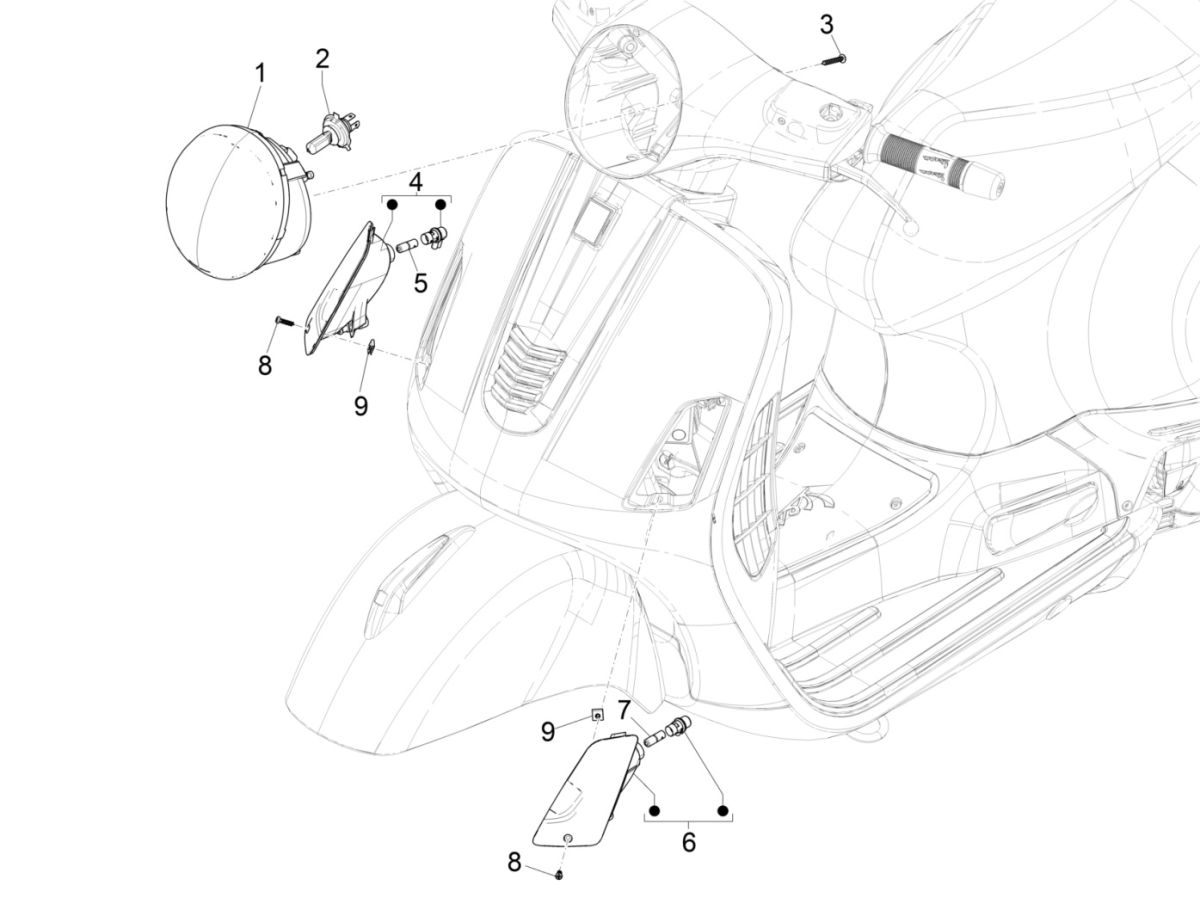 Knipperlichten voorzijde - Koplamp Vespa GTS 125 IE ABS Euro 4 2016-2018