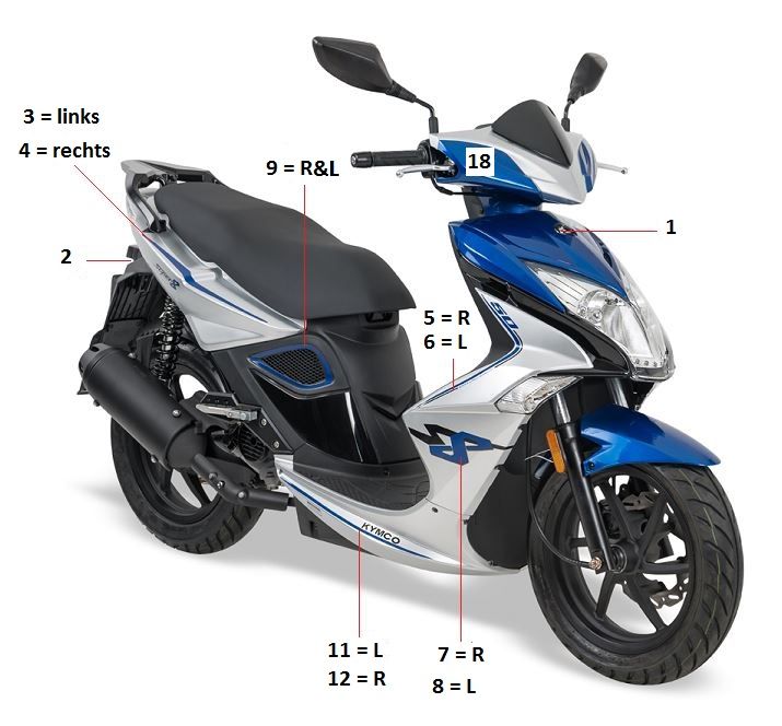 Emblemen - Stickers - Logo Kymco Super8 Street 50i Euro 4 matzwart