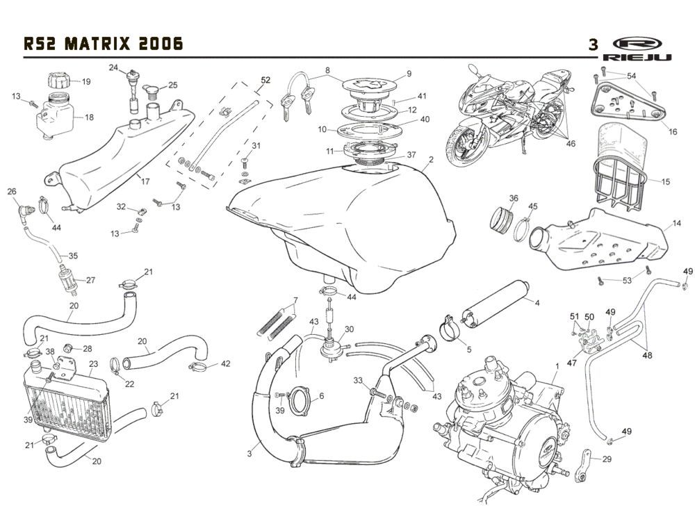 Radiateur - Koeling - Benzinetank- Uitlaat Rieju Rs2 pro groen 2009 2-takt