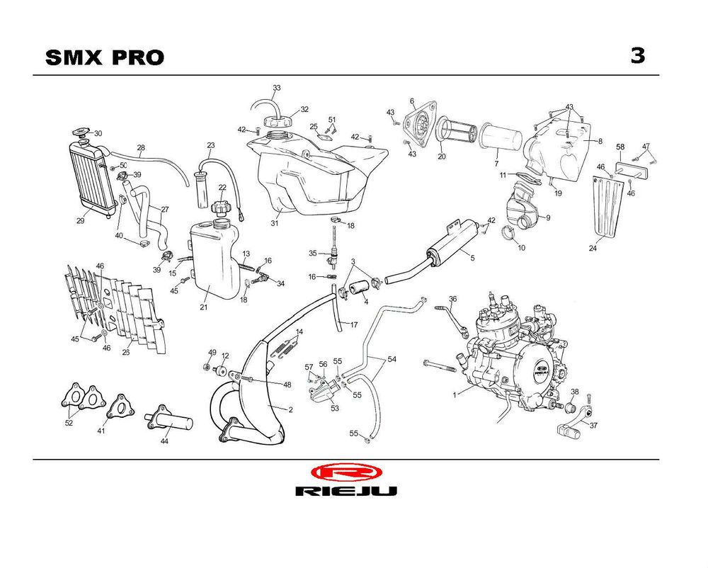 Radiateur - Koeling - Benzinetank- Uitlaat Rieju SMX pro zwart 2004 2-takt