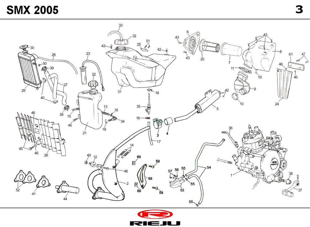 Radiateur - Koeling - Benzinetank- Uitlaat Rieju SMX zwart 2004 2-takt
