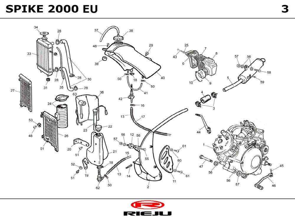 Radiateur - Koeling - Benzinetank- Uitlaat Rieju Spike Sport grijs 2002 2-takt