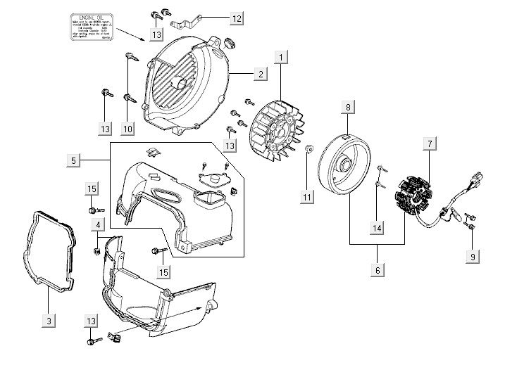 Ontsteking - Stator - Vliegwiel - Koelkappen Kymco Vitality 50 4-takt AC diamond-zwart