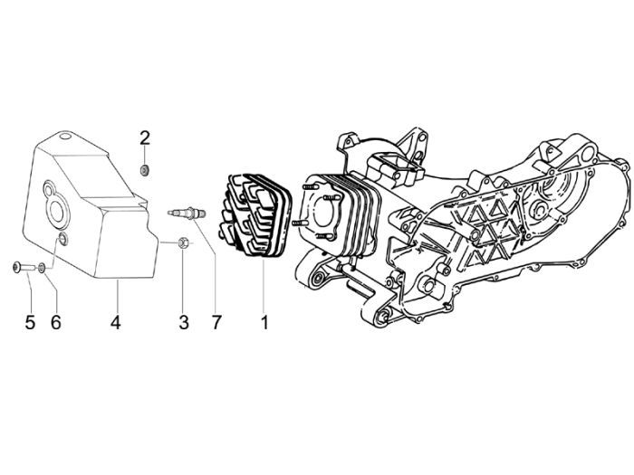 Cilinderkop - Koelkap - Bougie Piaggio Zip 2000 2-takt AC