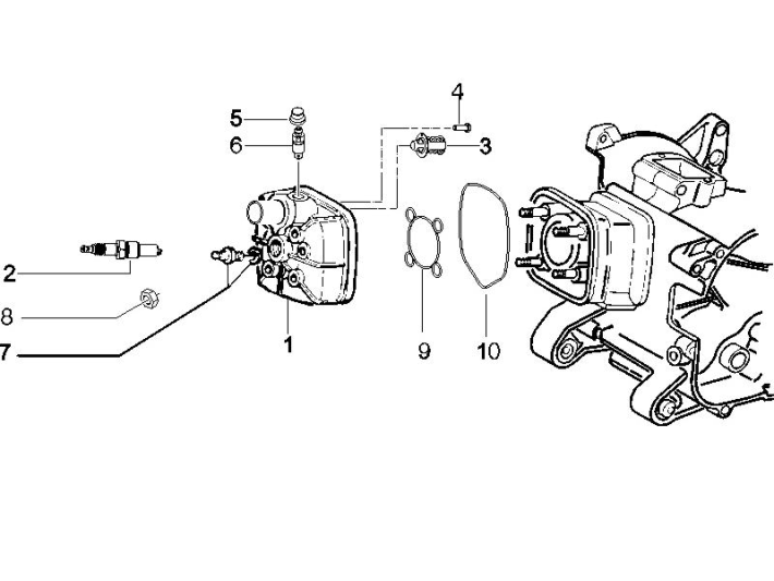 Cilinderkop - Bougie Piaggio Zip 50 SP 2-takt LC 2006-2013