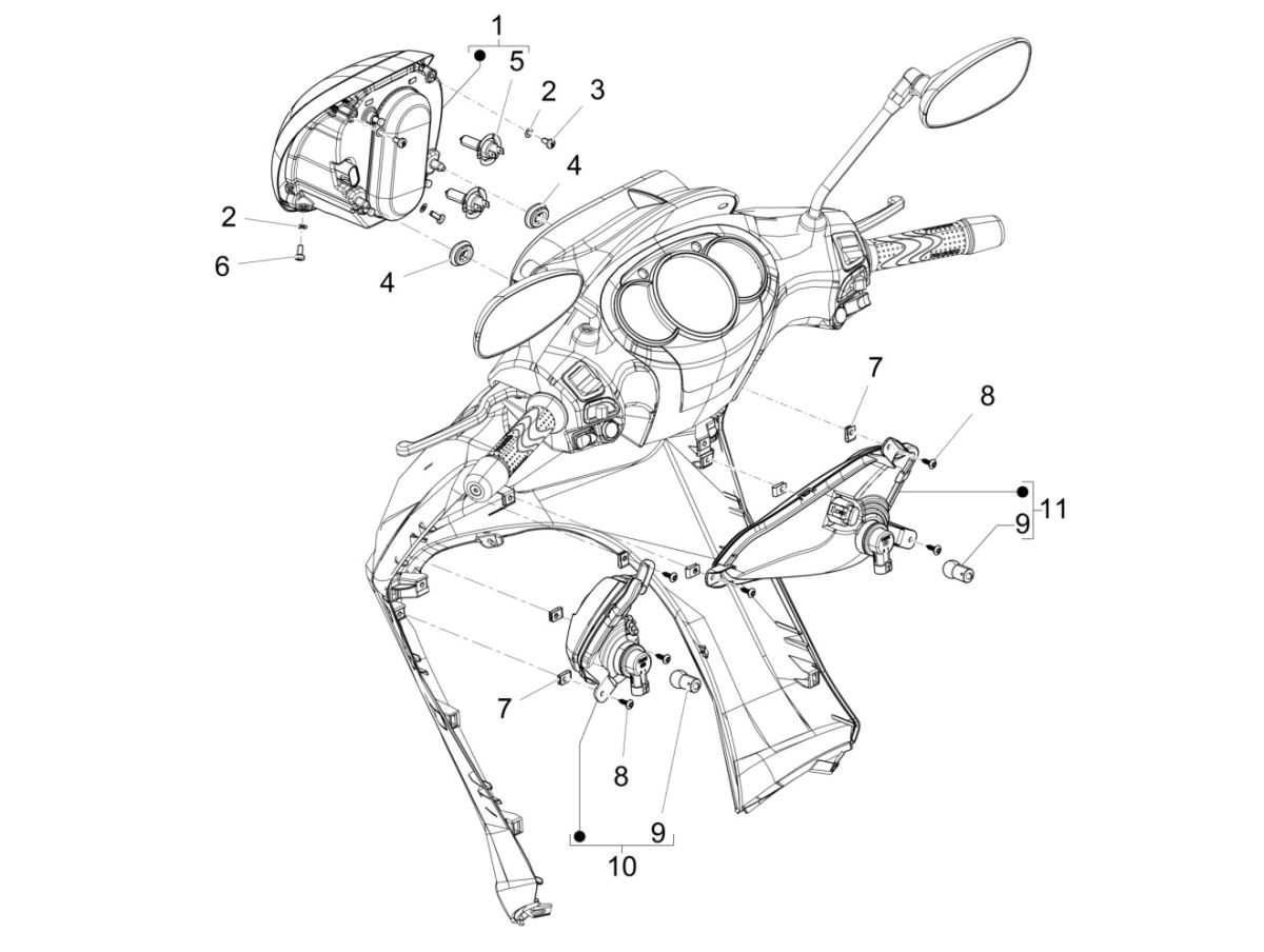 Koplamp - Knipperlichten voorzijde Piaggio Beverly 300 IE ABS Euro 4 2016-2020