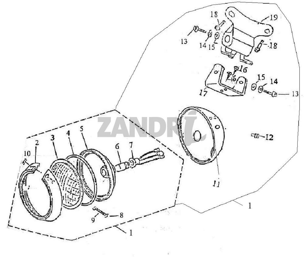 Koplamp BTC Grande Retro GT1 blauw creme metallic