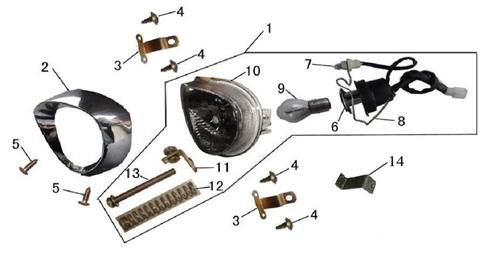 Koplamp China LX antraciet
