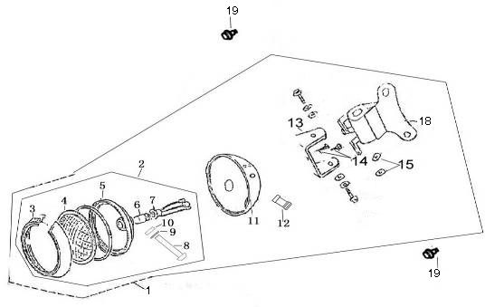Koplamp China Retro Extra bruin