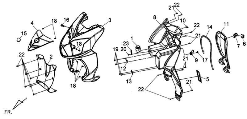 Voorkap - Beenschild Sym Jet 4 (BU289) blue